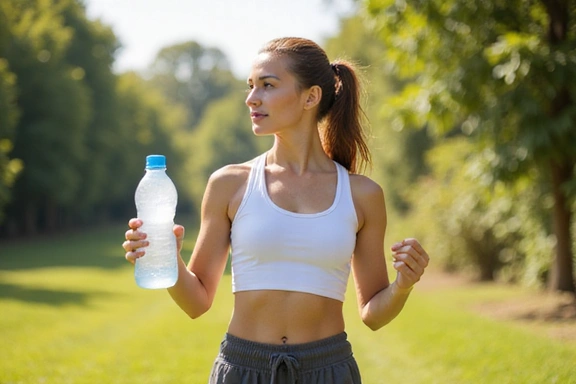 Imagen de una persona haciendo ejercicio con una botella de agua