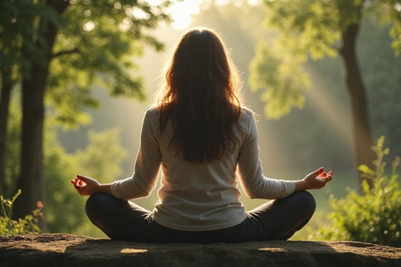 Imagen de una persona meditando en un entorno tranquilo