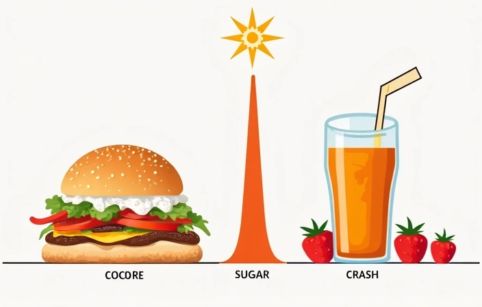 Un gráfico que muestra el impacto de los alimentos procesados en los niveles de energía