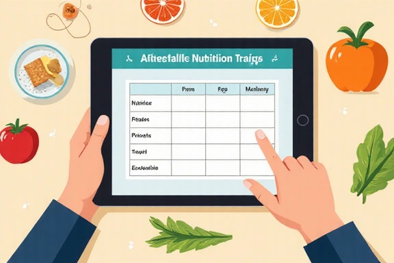 Persona usando una tableta y recibiendo un plan nutricional personalizado.